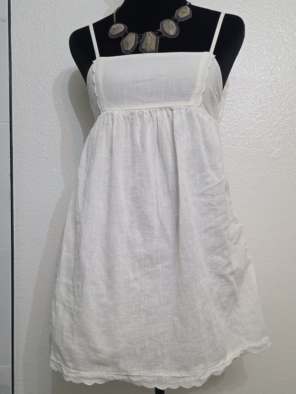 Urban Outfitters Cream Gauze Spaghetti Strap Dress